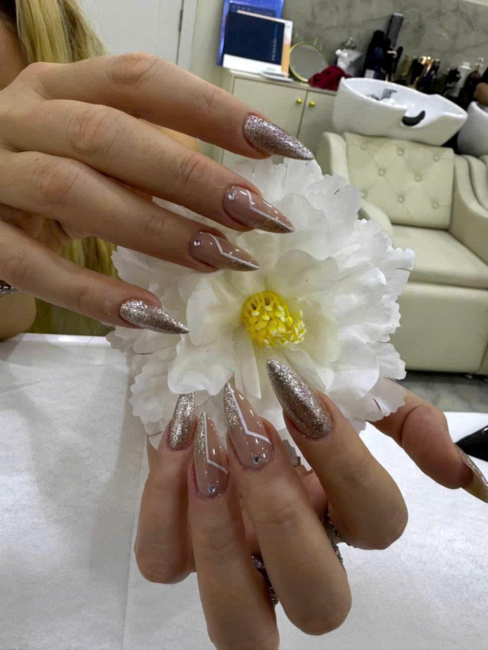 Modern nail design in pastel tones at Trang Beauty Ladies Salon
